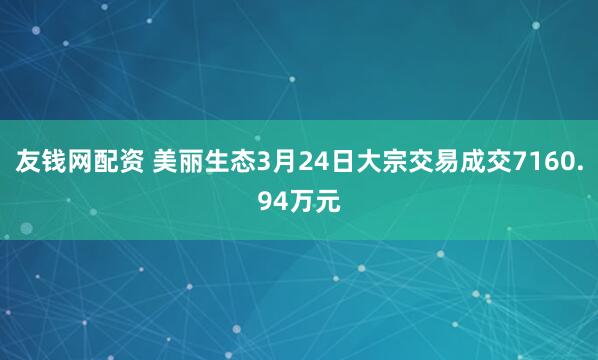 友钱网配资 美丽生态3月24日大宗交易成交7160.94万元